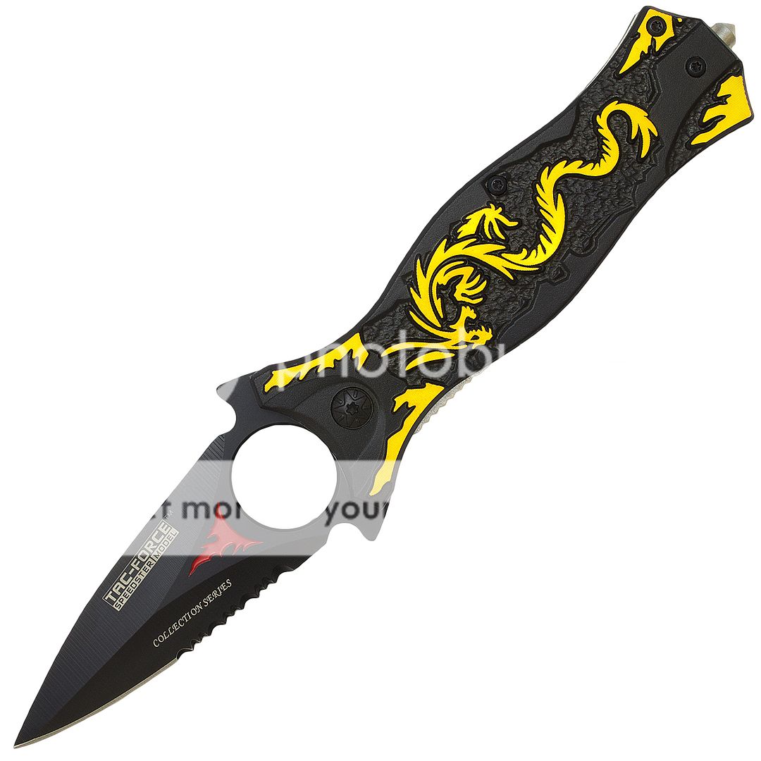 8" GOLD DRAGON TAC FORCE SPRING OPEN ASSISTED FANTASY FOLDING POCKET